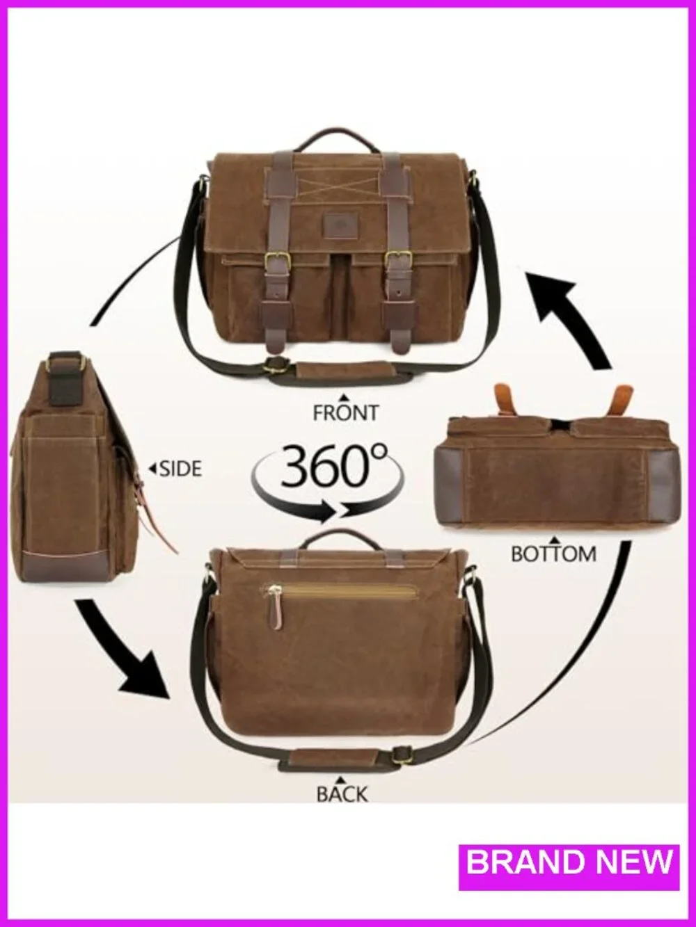 Waterproof Waxed Canvas Messenger Bag for Men - 14